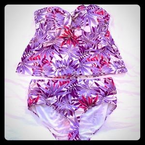 Purple white flowery tankini size 22W